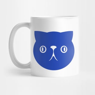 Persian cat's face. Derpy, cute chonk. Art in blue ink Mug